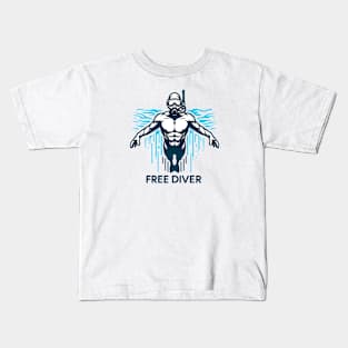 Free Diving diver Kids T-Shirt